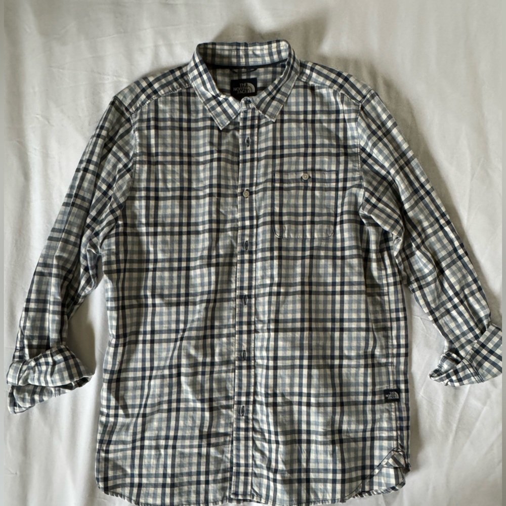 The North Face Blue Check Plaid Long Sleeve Button Down Shirt
